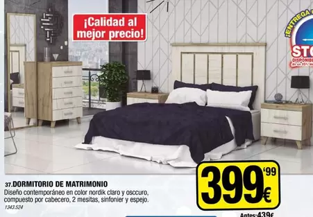 Oferta de Nordik - Dormitorio De Matrimonio por 399,99€ en Rapimueble