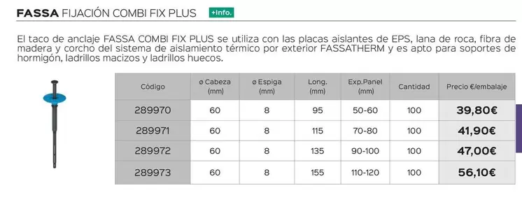 Oferta de Fassa Fijacion Combi Fix Plus por 39,8€ en Isolana