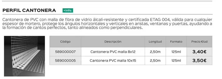 Oferta de Perfil Cantonera por 3,4€ en Isolana