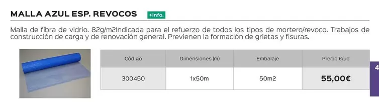 Oferta de Malla Azul Esp. Revocos por 55€ en Isolana