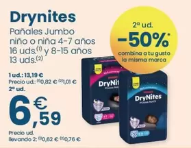 Oferta de DryNites - Panales Jumbo Nino O Niña por 13,19€ en Clarel