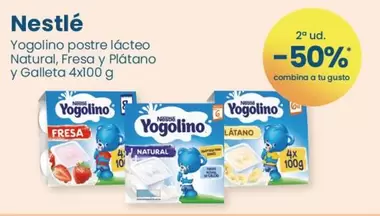 Oferta de Nestlé - Yogolino Postre Lácteo Natural, Fresa Y Platano Y Galleta en Clarel