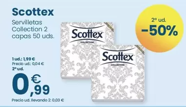 Oferta de Scottex - Servilletas Collection 2 Capas 50 Uds. por 1,99€ en Clarel