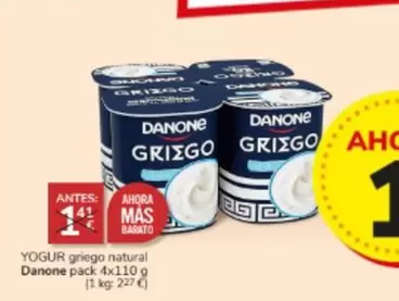 Oferta de Danone - Yogur Griego Natural por 1€ en Consum