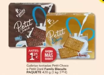 Oferta de Family - Galletas Tostadas Petit Chaco O Petit Dore  Biscuits por 1€ en Consum