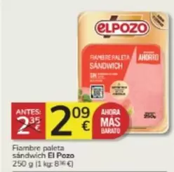 Oferta de El Pozo - Fiambre Paleta Sandwich por 2,09€ en Consum