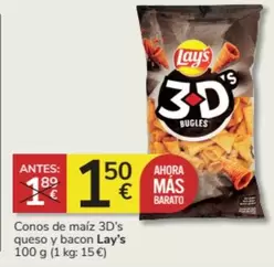 Oferta de Lay's - Conos De Maiz 3d's Queso Y Bacon por 1,5€ en Consum