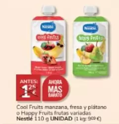 Oferta de Nestlé -  Cool Fruits Manzana/ Fresa Y Platano O Happy Fruits Frutas Variadas por 1€ en Consum