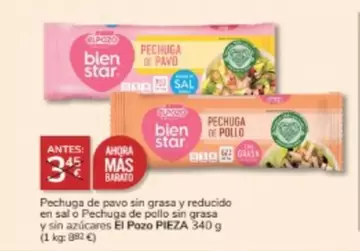 Oferta de El Pozo - Pechuga De Pavo Sin Grasa Y Reducido En Sal O Pechuga De Pollo Sin Grasa Y Sin Azucares por 3€ en Consum