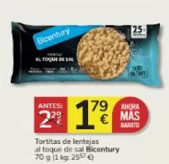 Oferta de Bicentury - Tortitas De Lentejas Al Toque De Sal por 1,79€ en Consum