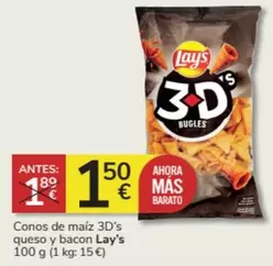 Oferta de Lay's - Conos De Maiz 3d's Queso Y Bacon por 1,5€ en Consum