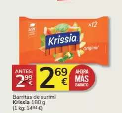 Oferta de Krissia - Barritas De Surimi por 2,69€ en Consum