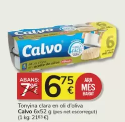 Oferta de Calvo - Tonyina Clara En Oli D'oliva por 6,75€ en Consum