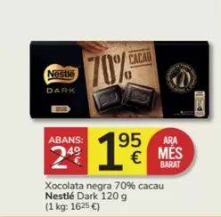 Oferta de Nestlé - Chocolate Negra 70% Cacau Dark por 1,95€ en Consum