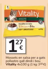 Oferta de Vitality - Mosset En Salsa Per A Gats Pollastre-gall Dindi I Bou por 1,27€ en Consum