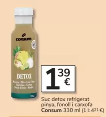 Oferta de Consum - Suc Detox Refrigerat Pinya, Fonoli I Carxofa por 1,39€ en Consum