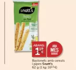 Oferta de Snatt's - Bastonets Amb Cereals I Pipes por 1€ en Consum