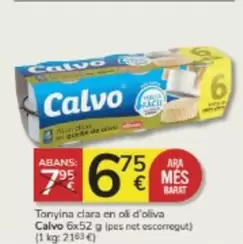 Oferta de Calvo - Tonuina Clara En Oli D'Oliva por 6,75€ en Consum