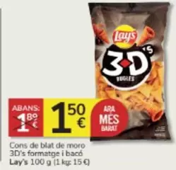 Oferta de Lay's - Cons De Blat De Moro 3D'S Formatge I Baco por 1,5€ en Consum