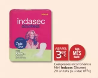 Oferta de Indasec - Compreses Incontinencia Mini por 3€ en Consum