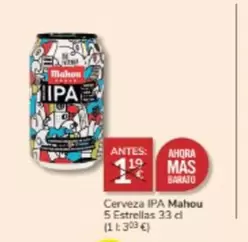 Oferta de Mahou - Cerveza IPA por 1€ en Consum