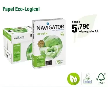 Oferta de Navigator - Papel Eco-Logical por 5,79€ en Staples Kalamazoo