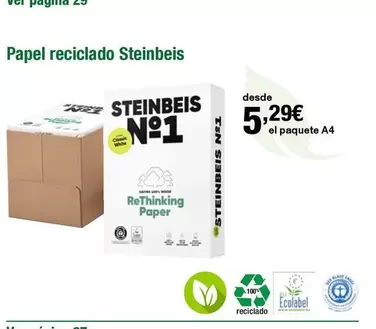 Oferta de Papel Reciclado Steinbeis por 5,29€ en Staples Kalamazoo