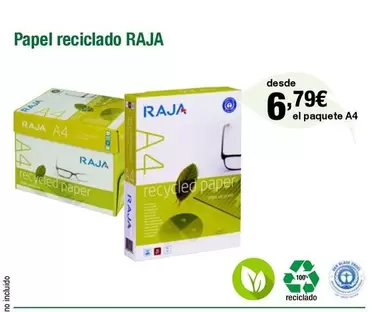 Oferta de Raja - Papel Reciclado por 6,79€ en Staples Kalamazoo