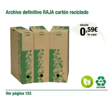 Oferta de Raja - Archivo Definitivo  Cartón Reciclado por 0,59€ en Staples Kalamazoo