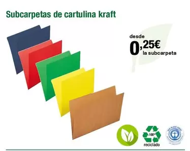 Oferta de Kraft - Subcarpetas de cartulina kraft por 0,25€ en Staples Kalamazoo