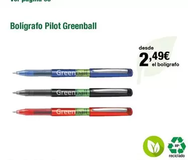 Oferta de Pilot - Boligrafo  Greenball por 2,49€ en Staples Kalamazoo