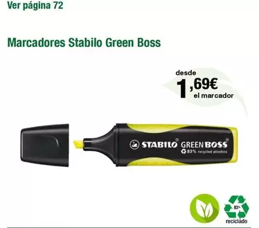 Oferta de Stabilo - Marcadores Green Boss por 1,69€ en Staples Kalamazoo
