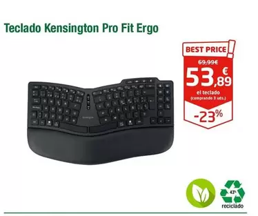 Oferta de Kensington - Teclado Pro Fit Ergo por 53,89€ en Staples Kalamazoo