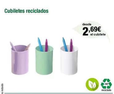 Oferta de Cubiletes Reciclados por 2,69€ en Staples Kalamazoo
