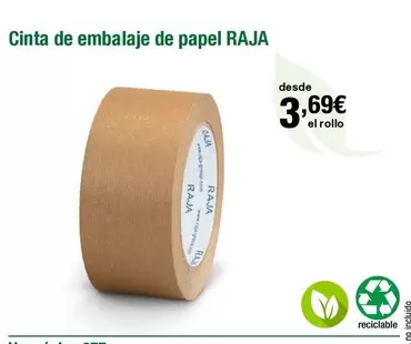 Oferta de Raja - Cinta De Embalaje De Papel por 3,69€ en Staples Kalamazoo