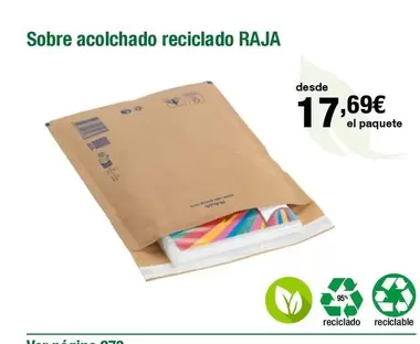 Oferta de Raja - Sobre Acolchado Reciclado por 17,69€ en Staples Kalamazoo