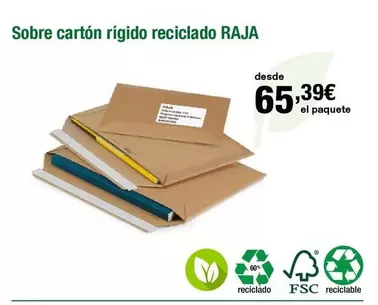 Oferta de Raja - Sobre Carton Rigido Reciclado por 65,39€ en Staples Kalamazoo