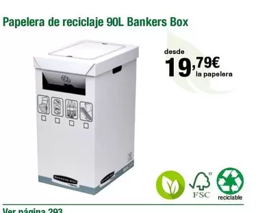 Oferta de Papelera De Reciclaje 90l Bankers Box por 19,79€ en Staples Kalamazoo