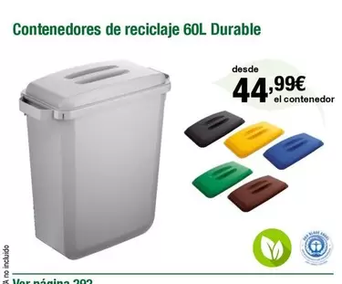Oferta de Contenedores De Reciclaje 60l Durable por 44,99€ en Staples Kalamazoo