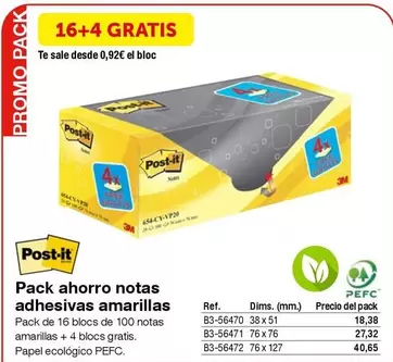 Oferta de Post-it - Pack Ahorro Notas Adhesivas Amarillas en Staples Kalamazoo