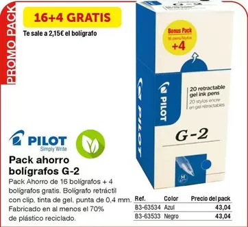 Oferta de Pilot - Pack Ahorro Boligrafos G-2 en Staples Kalamazoo