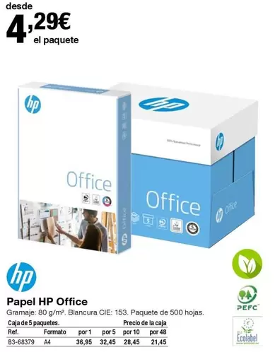 Oferta de HP - Papel Hp Office por 4,29€ en Staples Kalamazoo