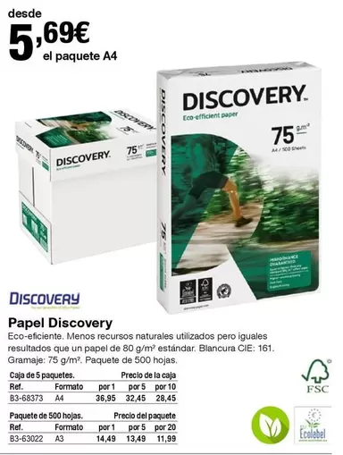 Oferta de GM - Papel Discovery por 5,69€ en Staples Kalamazoo