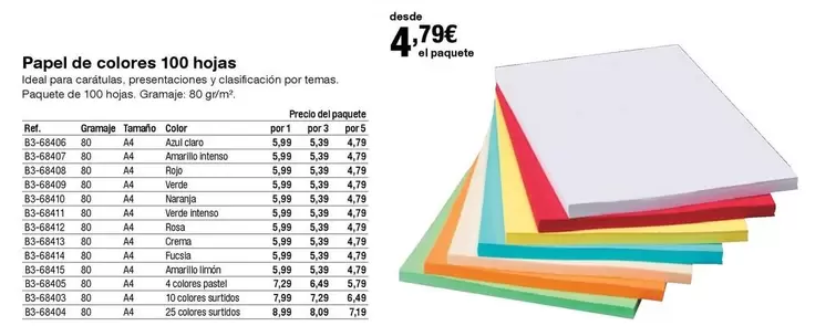 Oferta de Ideal - Papel De Colores 100 Hojas por 4,79€ en Staples Kalamazoo