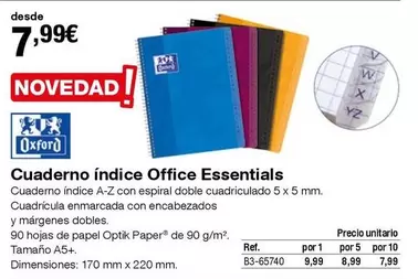 Oferta de Oxford - Cuaderno índice Office Essentials por 7,99€ en Staples Kalamazoo