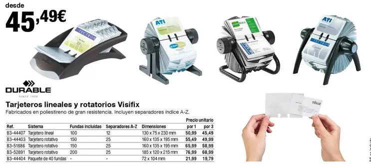 Oferta de Sistema - Tarjeteros Lineales Y Rotarios por 45,49€ en Staples Kalamazoo