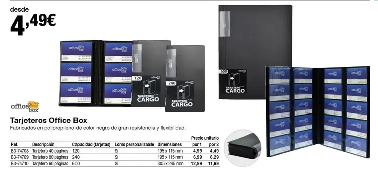 Oferta de Tarjeteros Office Box por 4,49€ en Staples Kalamazoo