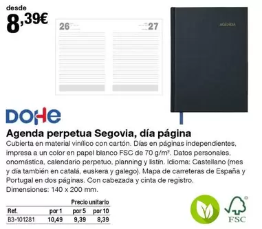 Oferta de Dohe - Agenda Perpetua Segovia, Día Pagina por 8,39€ en Staples Kalamazoo