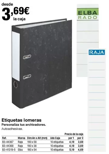 Oferta de Elba - Etiquetas Lomeras por 3,69€ en Staples Kalamazoo