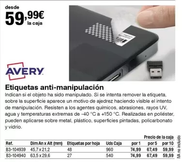 Oferta de DIM - Etiquetas Anti-manipulación por 59,99€ en Staples Kalamazoo